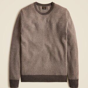 J. Crew Cashmere herringbone jacquard crewneck sweater, brown, Men's Large